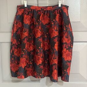 Ce Ce Cynthia Steffe Red Floral Jacquard Lined Skirt Sz 14 NWT Deadstock